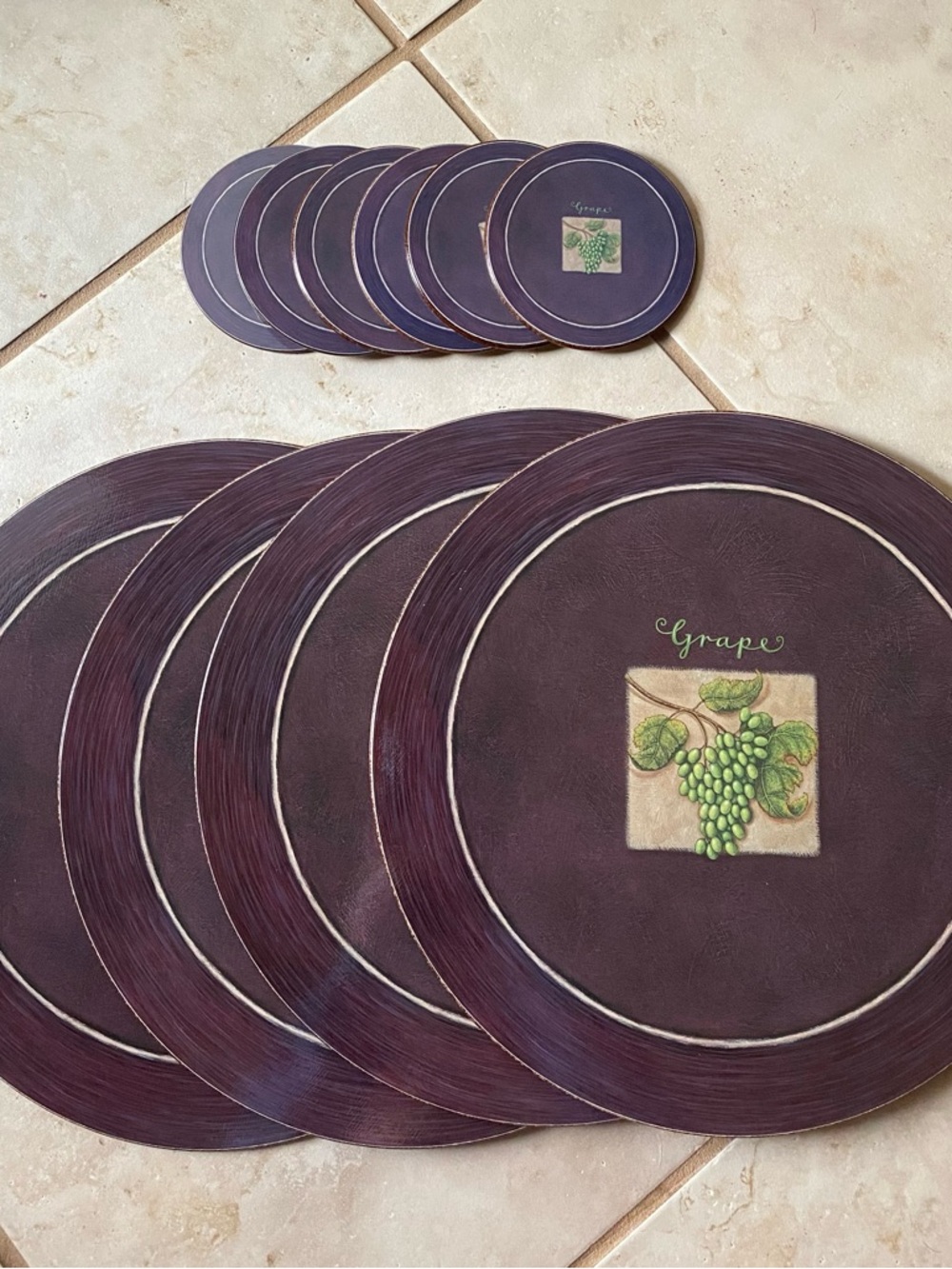 Grape Vineyard Burgundy Placemats and Coasters Set